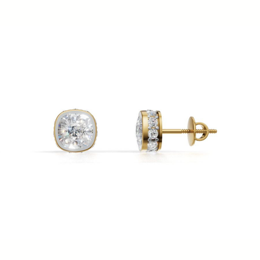 1.50 Ct Each Cushion Cut Diamond Studs That Scream Expensive But Won’t Break the Bank | 9K/14K/18K Gold Lab Grown Diamond Earrings
