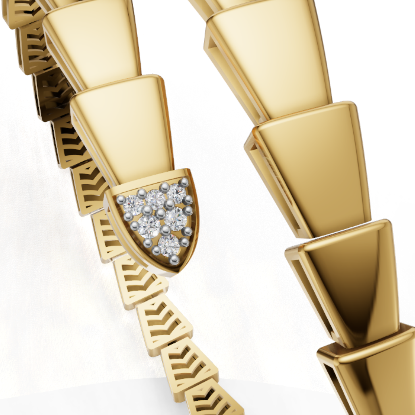 925 Sterling Silver Gold Plated Serpenti Snake Bracelet | Pear Lab Grown Emerald & Lab Grown Diamond Statement Luxury Unisex Bracelet