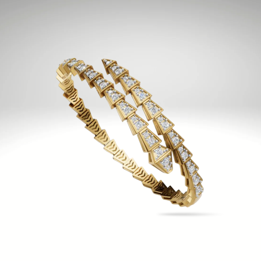 Serpenti Lab Grown Diamond Bracelet 14K 18K Solid Gold Flexible Snake Bracelet Luxury Diamond Bangle Fine Jewelry Gift for Her