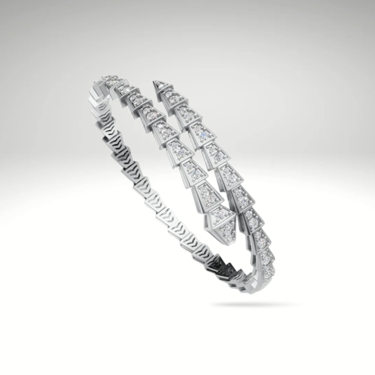 Serpenti Lab Grown & Moissanite Diamond Bracelet Sterling Silver Flexible Snake Bangle Luxury Diamond Bracelet Fine Jewelry Gift for Her