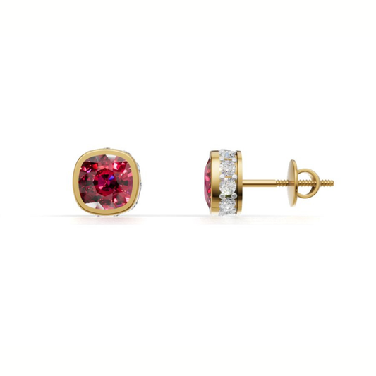 Warning: These Natural Ruby Studs May Cause Sudden Confidence & Compliments | Yellow Gold Earrings in 9K/14K/18K