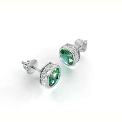 Green Goddess Energy | Sparkling Lab Grown Emerald Stud Earrings in 9K/14K/18K White Gold by Avarta Jewellery