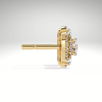 9K-14K-18K Gold Double Halo Stud Earrings | Modern Lab Grown Diamond Earrings for Women