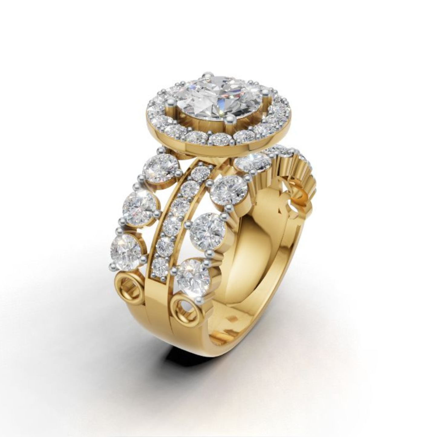 14K/18K Yellow Gold Lab Diamond Halo Ring | Luxury Engagement Ring | Wedding Gift for Her