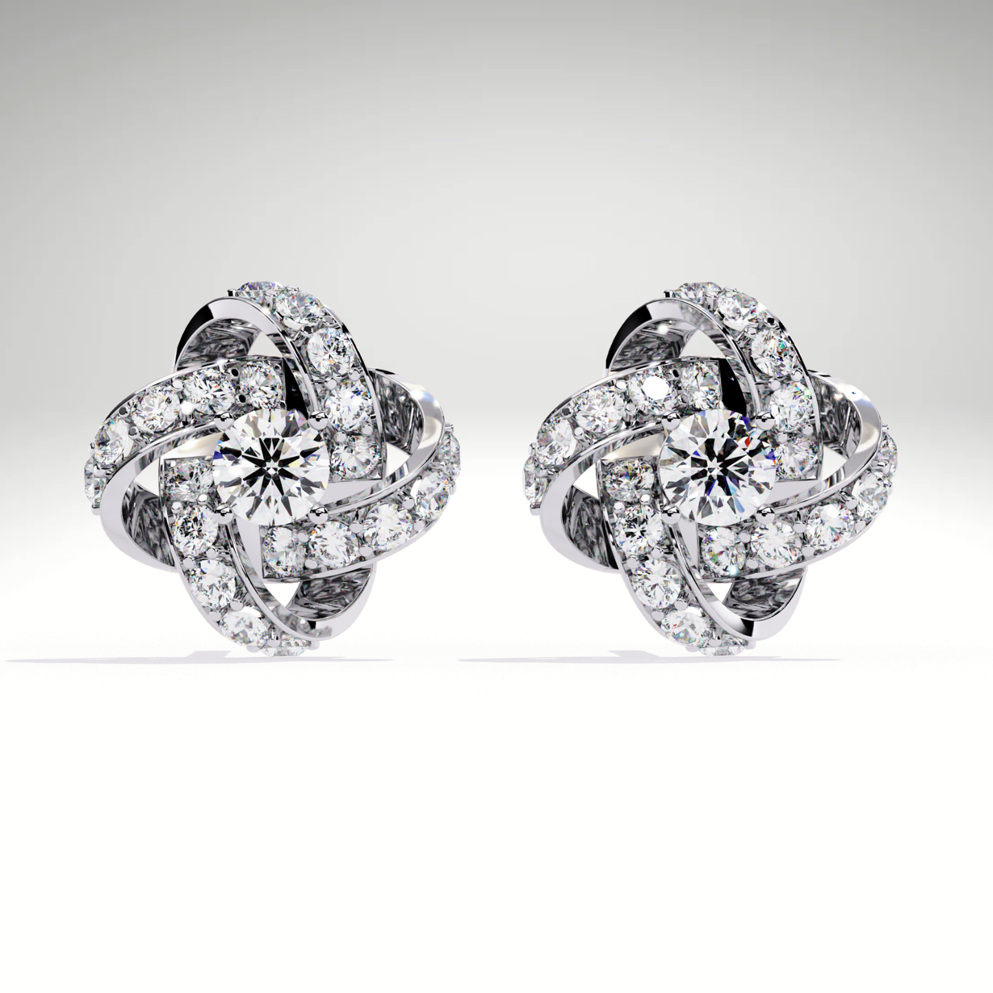 9K-14K-18K Gold Knot Stud Earrings | Pavé Love Knot Studs | Handmade Earrings for Ladies & Teens