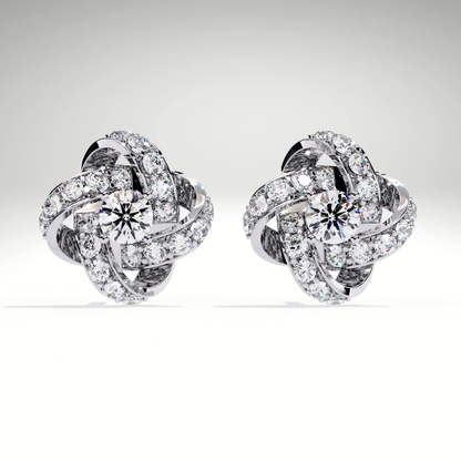 9K-14K-18K Gold Knot Stud Earrings | Pavé Love Knot Studs | Handmade Earrings for Ladies & Teens