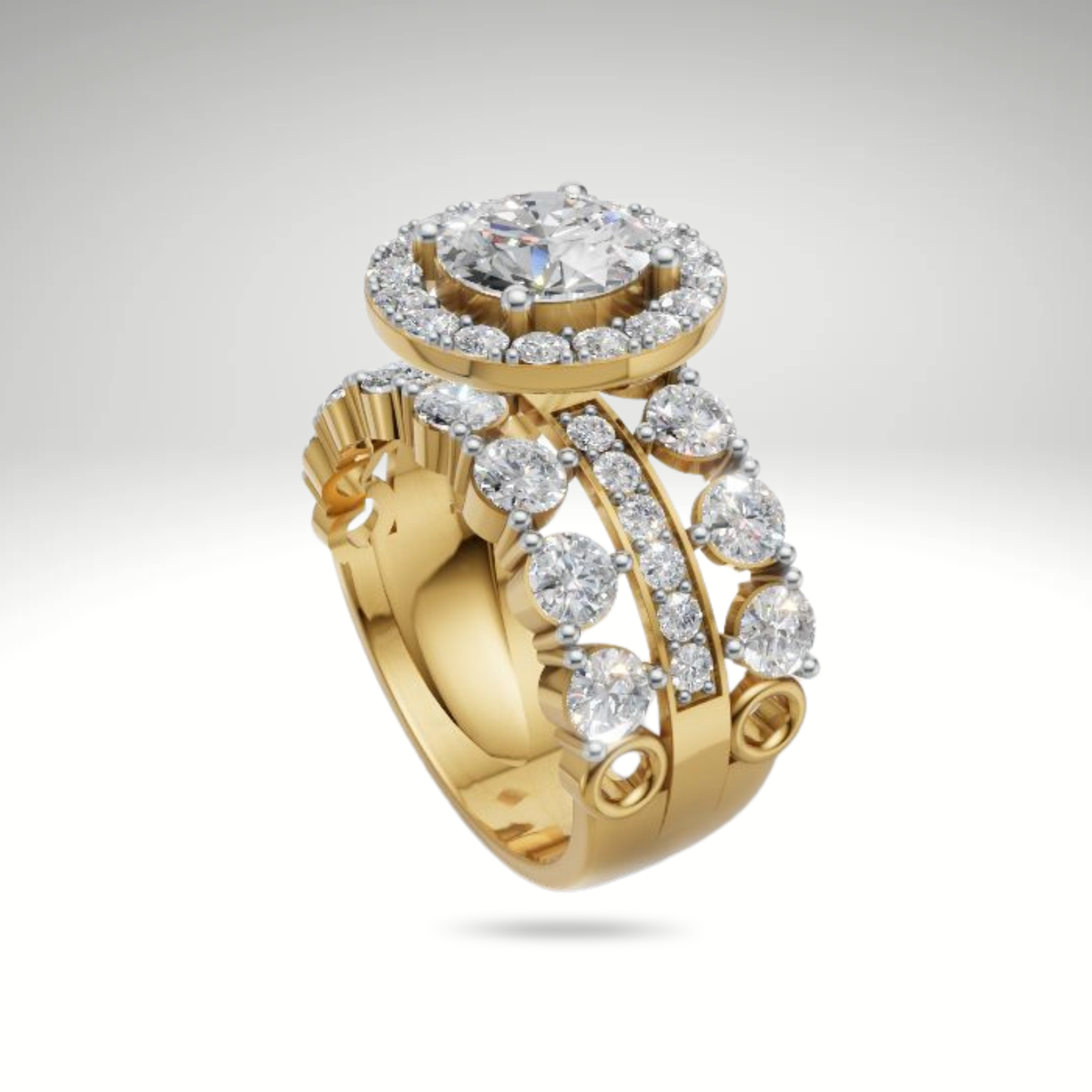14K/18K Yellow Gold Lab Diamond Halo Ring | Luxury Engagement Ring | Wedding Gift for Her