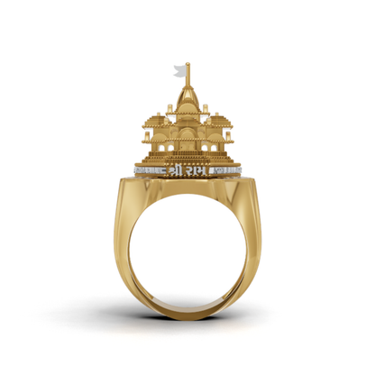 Ayodhya Ram Mandir Inspired Temple Ring, Spiritual Heritage Statement Ring, Gold Plated Devotional Ring, Unique Gift for Hindu Men and Women