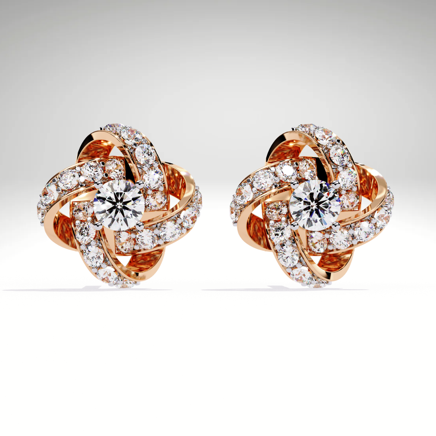 9K-14K-18K Gold Knot Stud Earrings | Pavé Love Knot Studs | Handmade Earrings for Ladies & Teens