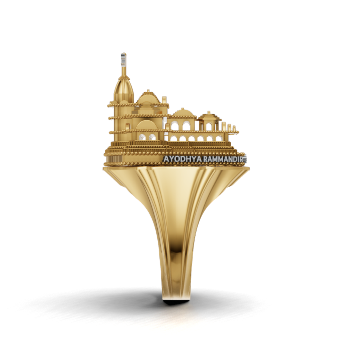Ayodhya Ram Mandir Inspired Temple Ring, Spiritual Heritage Statement Ring, Gold Plated Devotional Ring, Unique Gift for Hindu Men and Women