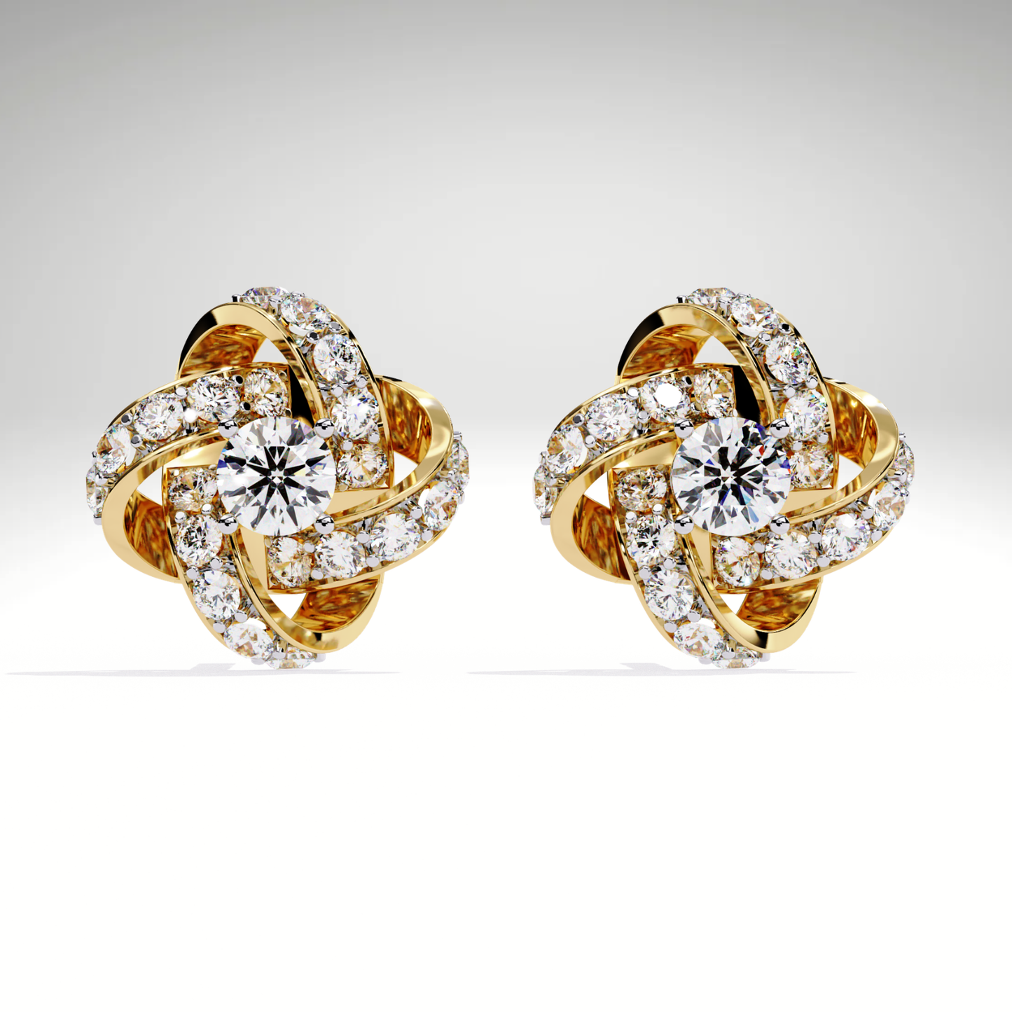 9K-14K-18K Gold Knot Stud Earrings | Pavé Love Knot Studs | Handmade Earrings for Ladies & Teens