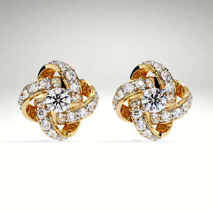 9K-14K-18K Gold Knot Stud Earrings | Pavé Love Knot Studs | Handmade Earrings for Ladies & Teens