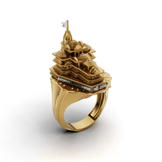 Ayodhya Ram Mandir Inspired Temple Ring, Spiritual Heritage Statement Ring, Gold Plated Devotional Ring, Unique Gift for Hindu Men and Women