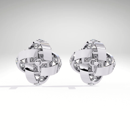 9K-14K-18K Gold Knot Stud Earrings | Pavé Love Knot Studs | Handmade Earrings for Ladies & Teens