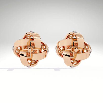 9K-14K-18K Gold Knot Stud Earrings | Pavé Love Knot Studs | Handmade Earrings for Ladies & Teens