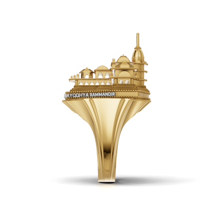 Ayodhya Ram Mandir Inspired Temple Ring, Spiritual Heritage Statement Ring, Gold Plated Devotional Ring, Unique Gift for Hindu Men and Women