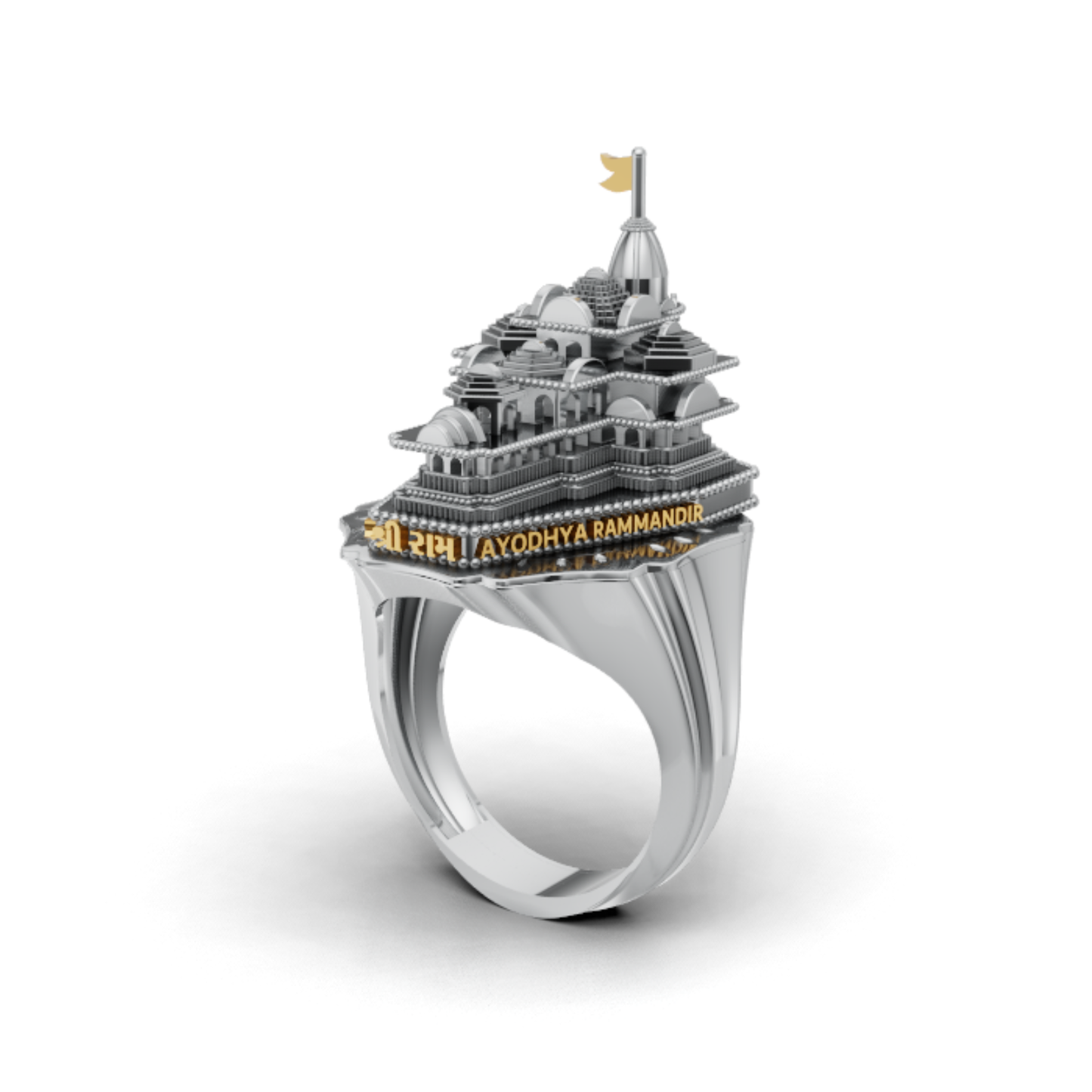 Ayodhya Ram Mandir Inspired Temple Ring, Spiritual Heritage Statement Ring, Gold Plated Devotional Ring, Unique Gift for Hindu Men and Women
