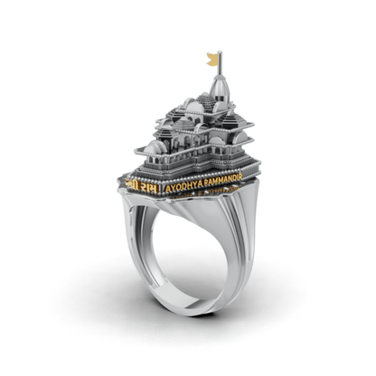Ayodhya Ram Mandir Inspired Temple Ring, Spiritual Heritage Statement Ring, Gold Plated Devotional Ring, Unique Gift for Hindu Men and Women