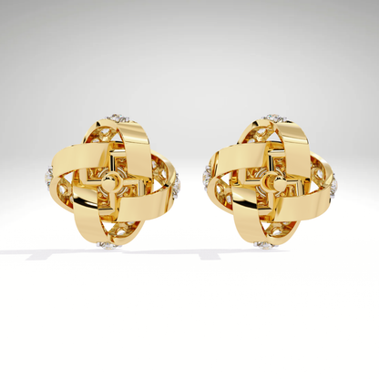 9K-14K-18K Gold Knot Stud Earrings | Pavé Love Knot Studs | Handmade Earrings for Ladies & Teens