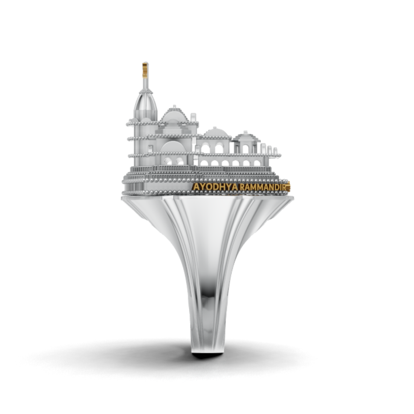 Ayodhya Ram Mandir Inspired Temple Ring, Spiritual Heritage Statement Ring, Gold Plated Devotional Ring, Unique Gift for Hindu Men and Women