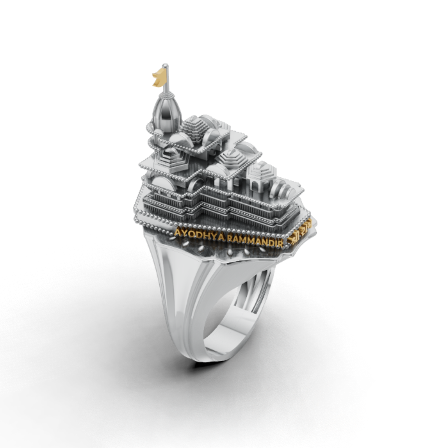 Ayodhya Ram Mandir Inspired Temple Ring, Spiritual Heritage Statement Ring, Gold Plated Devotional Ring, Unique Gift for Hindu Men and Women