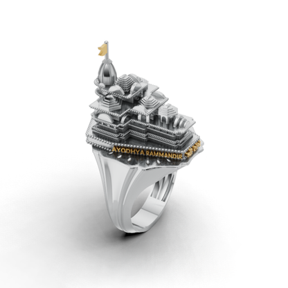 Ayodhya Ram Mandir Inspired Temple Ring, Spiritual Heritage Statement Ring, Gold Plated Devotional Ring, Unique Gift for Hindu Men and Women