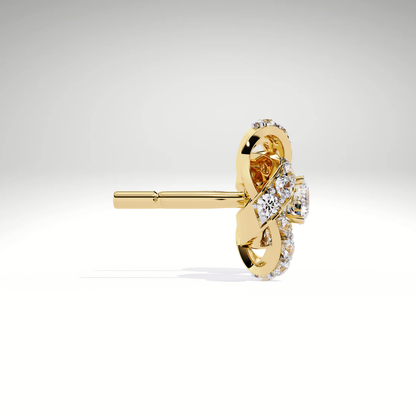 9K-14K-18K Gold Knot Stud Earrings | Pavé Love Knot Studs | Handmade Earrings for Ladies & Teens