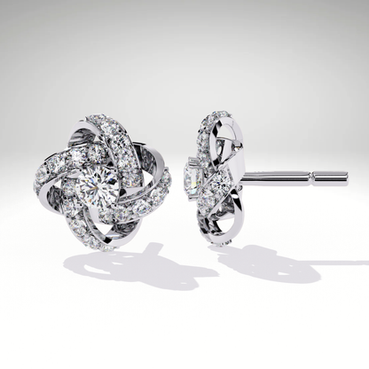 9K-14K-18K Gold Knot Stud Earrings | Pavé Love Knot Studs | Handmade Earrings for Ladies & Teens