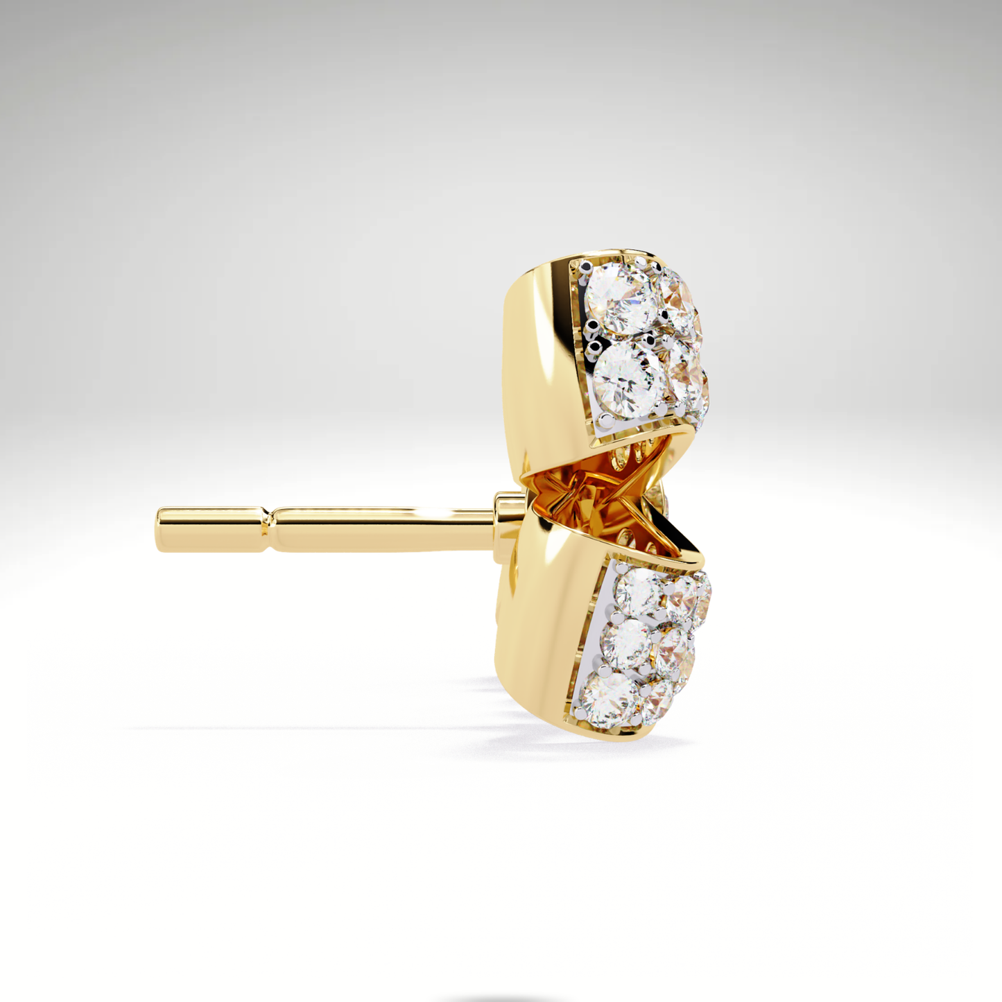 Luxury Diamond Bow Earrings | Pavé Moissanite Ribbon Stud Earrings in 9K-14K-18K Yellow, White & Rose Gold | Bridal Statement Jewelry