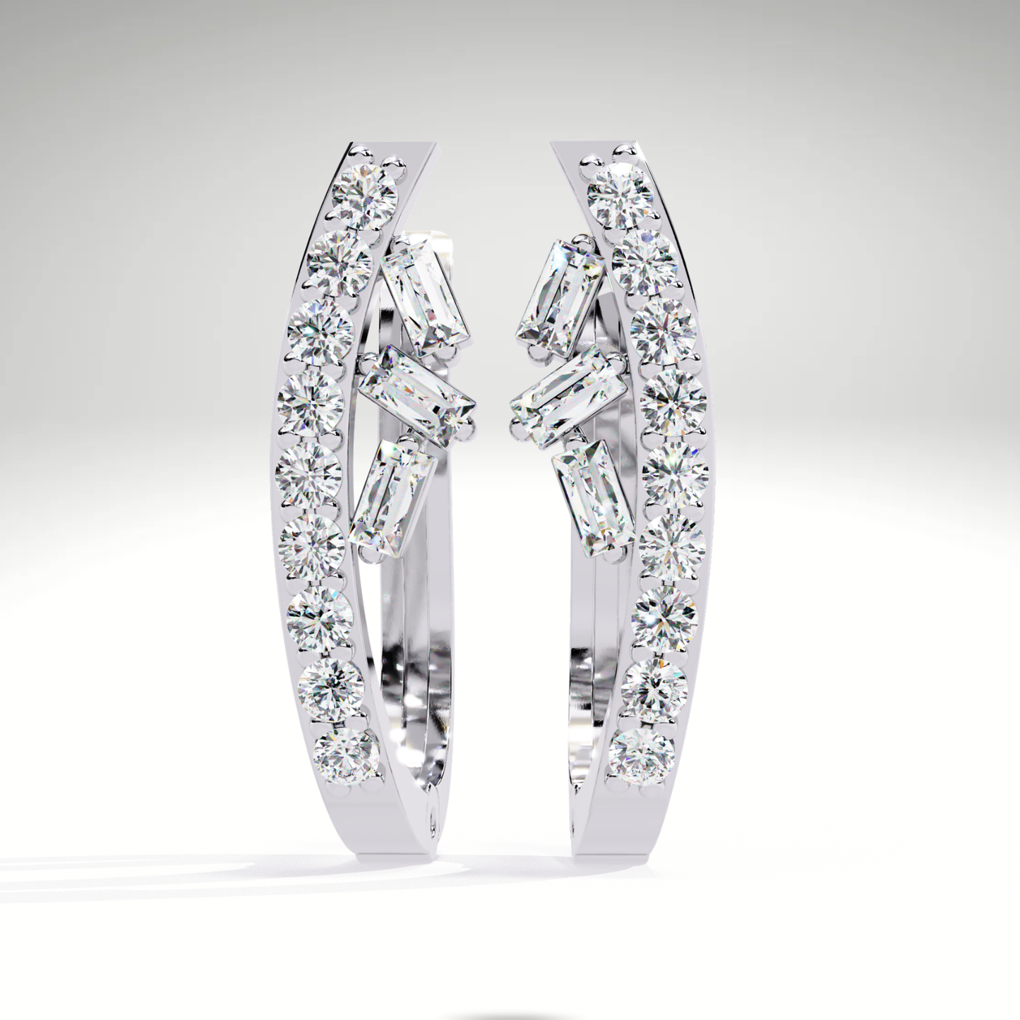 Two Tone Diamond Orbit Hoop Earrings | Luxe Earrings in 9K-14K-18K Gold