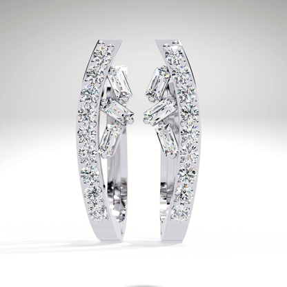 Two Tone Diamond Orbit Hoop Earrings | Luxe Earrings in 9K-14K-18K Gold