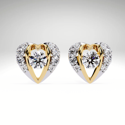 Heart Stud Earrings | 9K-14K-18K Solid Gold Romantic Lab Grown Diamonds Earrings for Valentine's Day Gift
