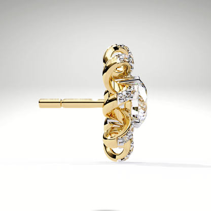 Starburst Floral Diamond Earrings in 9K-14K-18K Solid Gold | Stellar Bloom Bridal Gift for Her