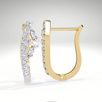 Two Tone Diamond Orbit Hoop Earrings | Luxe Earrings in 9K-14K-18K Gold