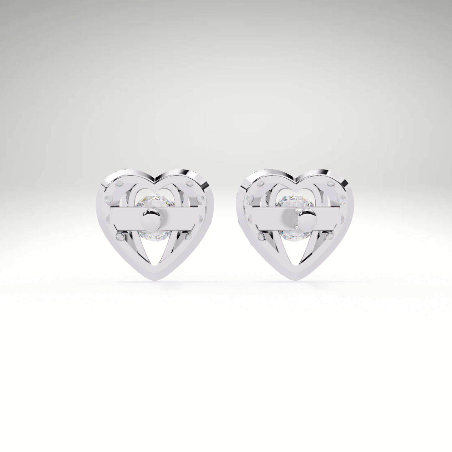 Heart Stud Earrings | 9K-14K-18K Solid Gold Romantic Lab Grown Diamonds Earrings for Valentine's Day Gift