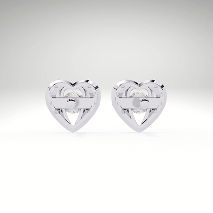 Heart Stud Earrings | 9K-14K-18K Solid Gold Romantic Lab Grown Diamonds Earrings for Valentine's Day Gift