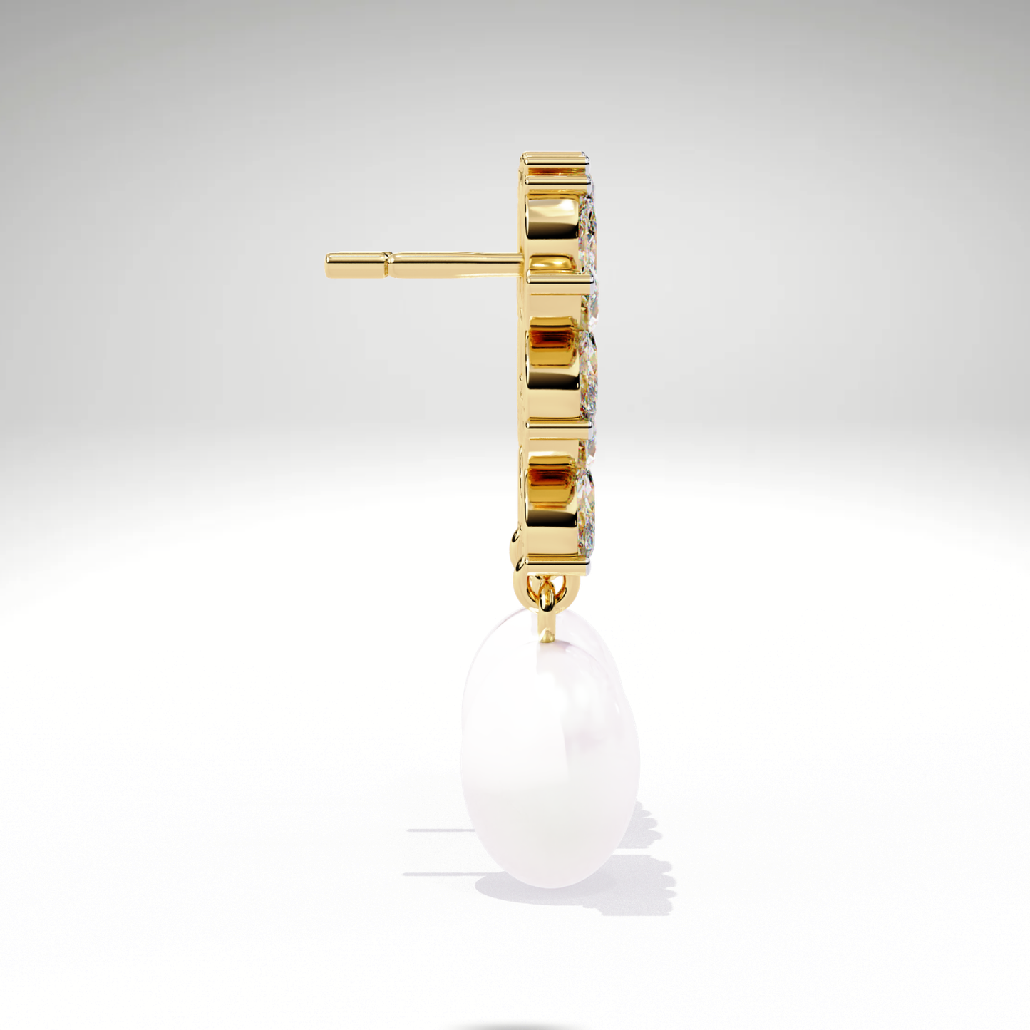Pearl Drop Earrings | Marquise Floral Diamond Earrings | 9K-14K-18K Gold Pearl Dangle Earrings for Women