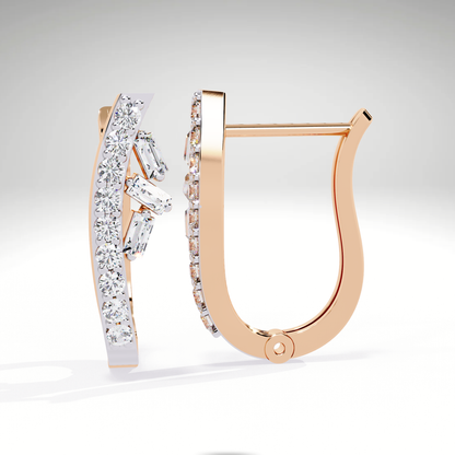Two Tone Diamond Orbit Hoop Earrings | Luxe Earrings in 9K-14K-18K Gold