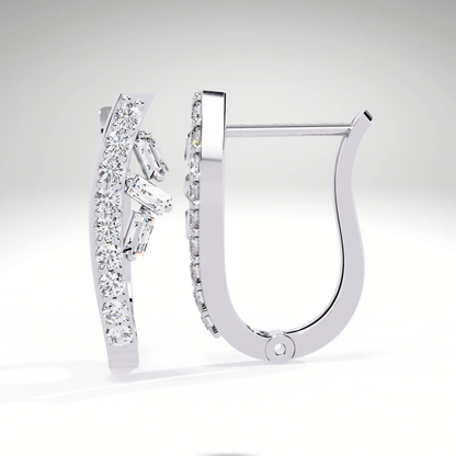 Two Tone Diamond Orbit Hoop Earrings | Luxe Earrings in 9K-14K-18K Gold