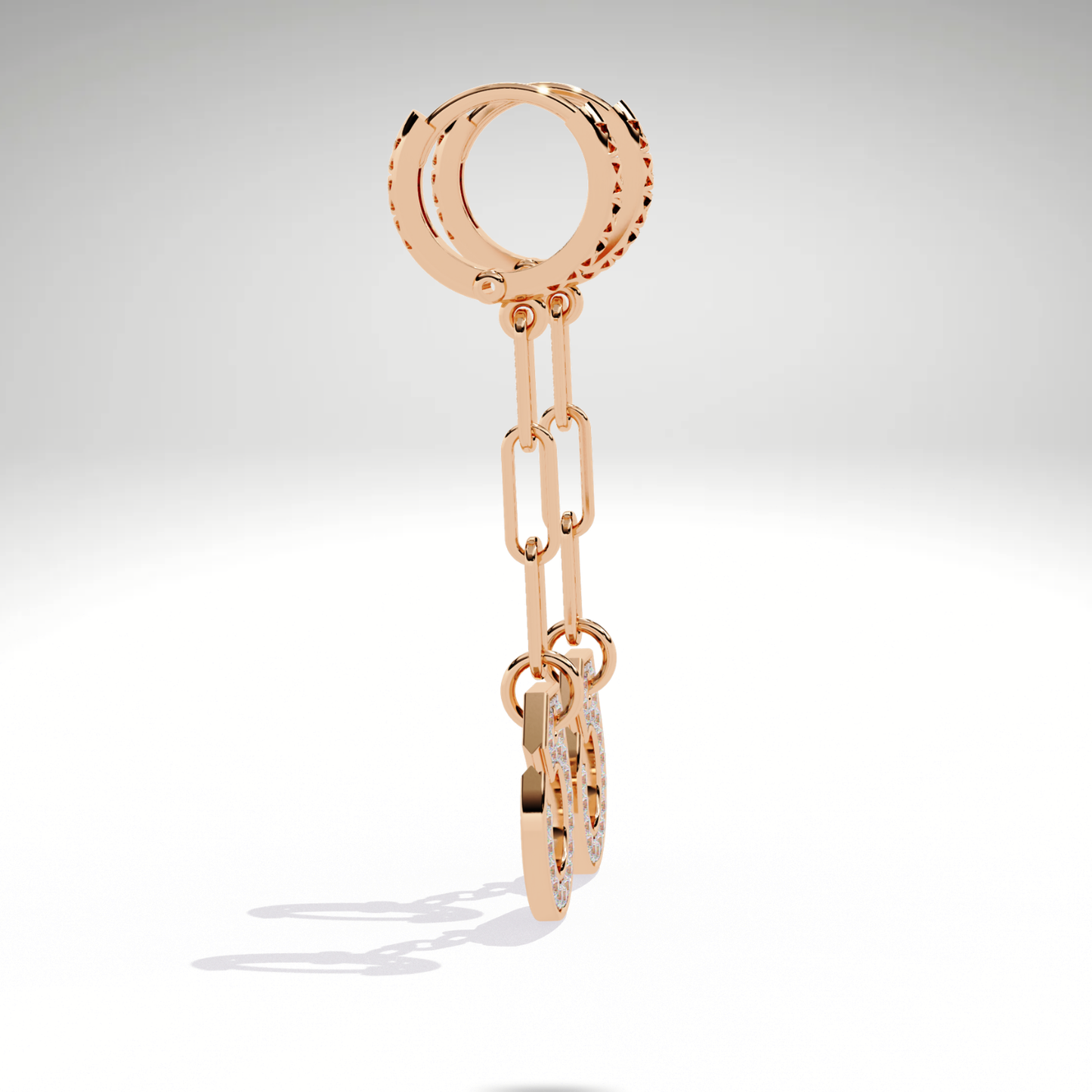 Pave Diamond Paperclip Chain Drop Dangle Earrings | Modern Geometric Statement Earrings