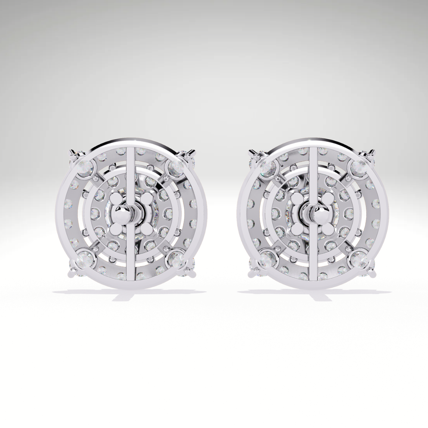 9K-14K-18K Gold Double Halo Stud Earrings | Modern Lab Grown Diamond Earrings for Women