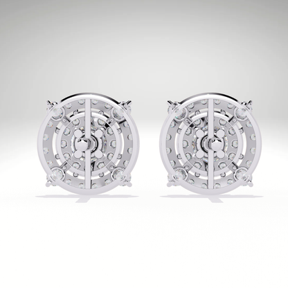 9K-14K-18K Gold Double Halo Stud Earrings | Modern Lab Grown Diamond Earrings for Women