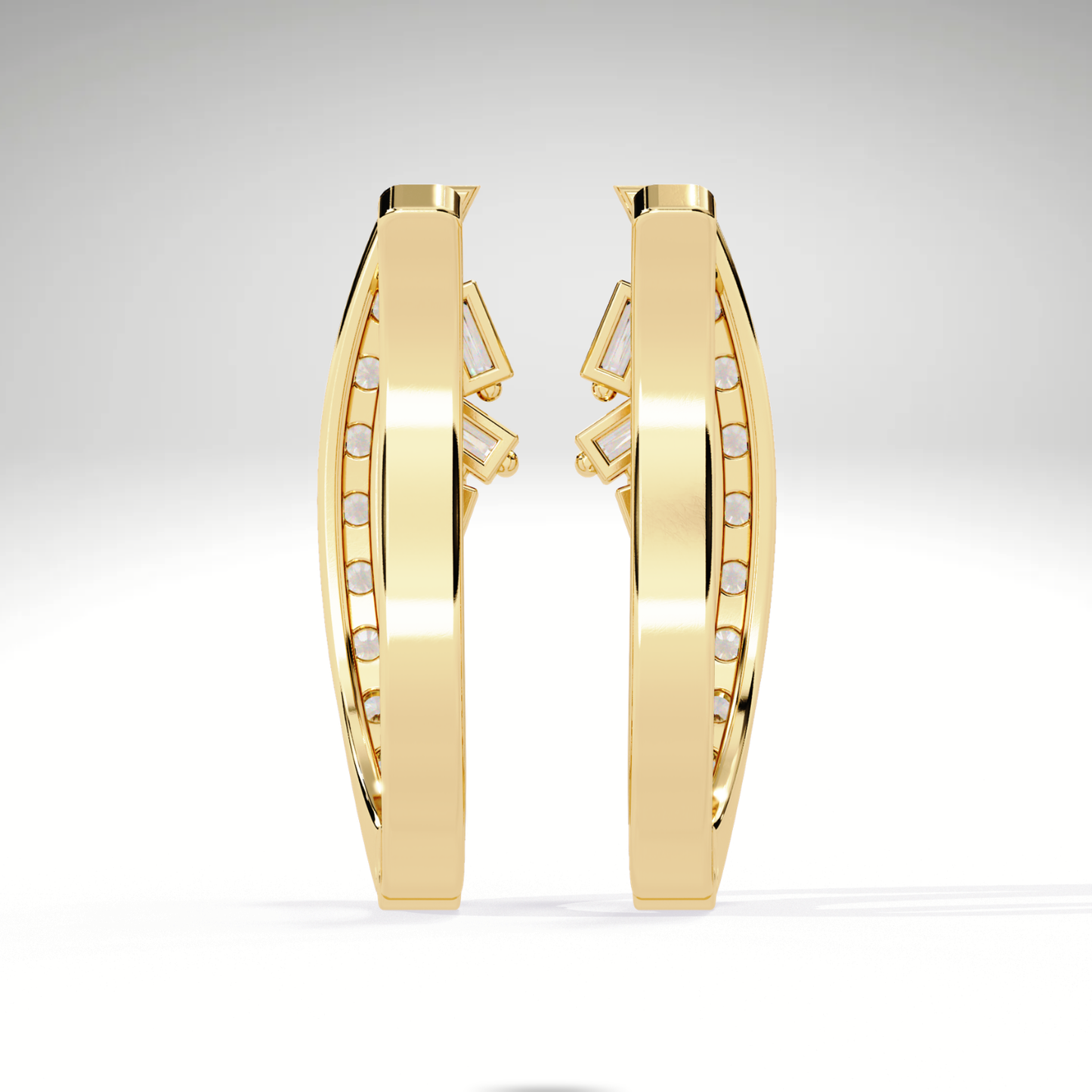 Two Tone Diamond Orbit Hoop Earrings | Luxe Earrings in 9K-14K-18K Gold