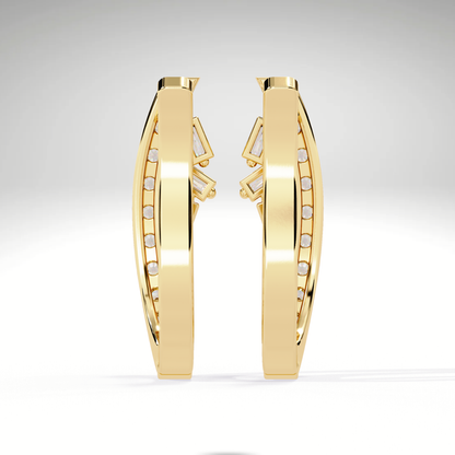 Two Tone Diamond Orbit Hoop Earrings | Luxe Earrings in 9K-14K-18K Gold