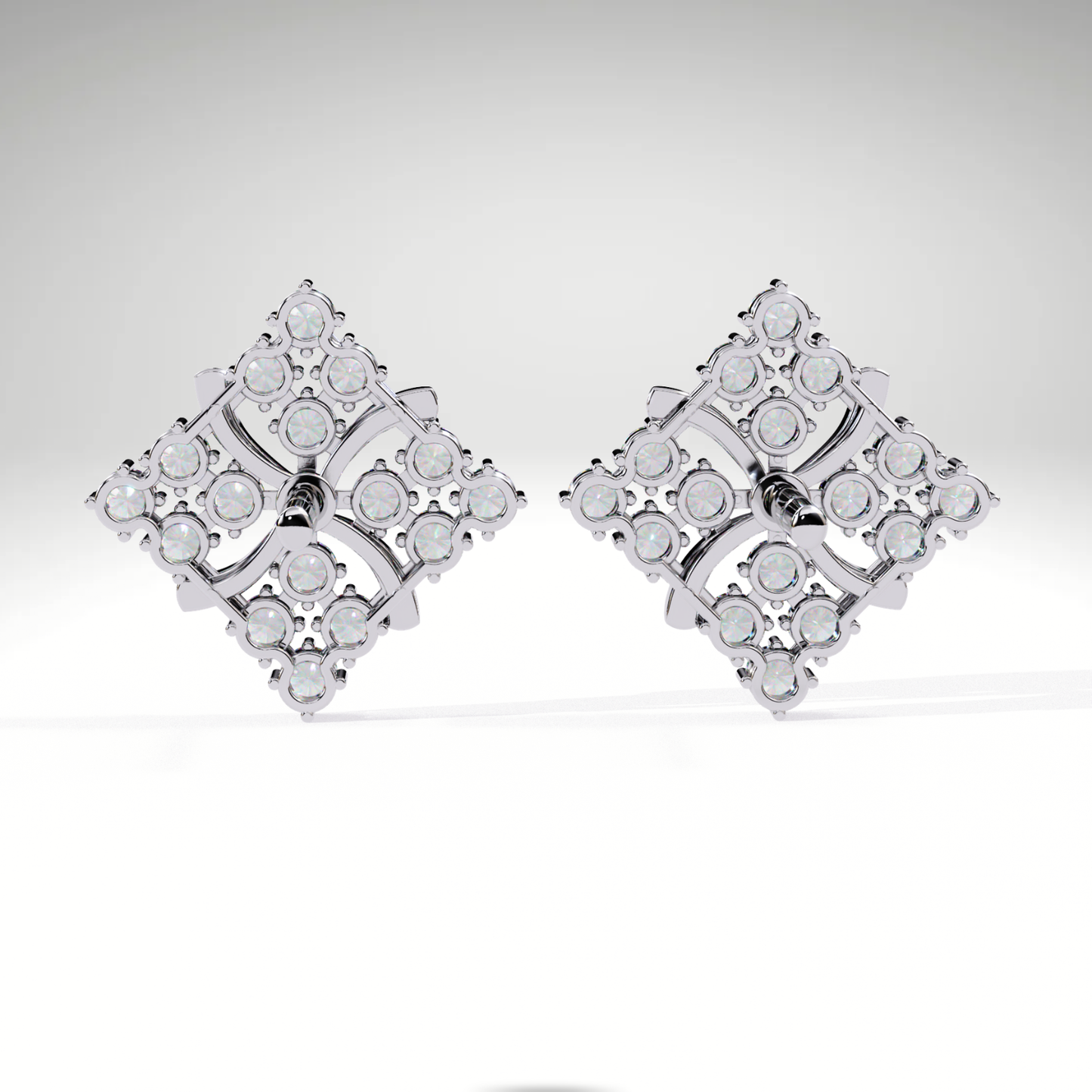 9K/14K/18K Lab Grown Diamond Cluster Stud Earrings | Floral Diamond Shape Studs