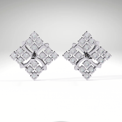 9K/14K/18K Lab Grown Diamond Cluster Stud Earrings | Floral Diamond Shape Studs