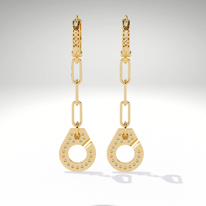 Pave Diamond Paperclip Chain Drop Dangle Earrings | Modern Geometric Statement Earrings