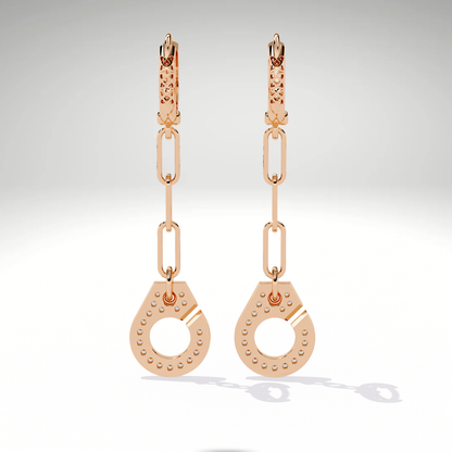 Pave Diamond Paperclip Chain Drop Dangle Earrings | Modern Geometric Statement Earrings