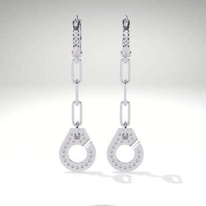 Pave Diamond Paperclip Chain Drop Dangle Earrings | Modern Geometric Statement Earrings
