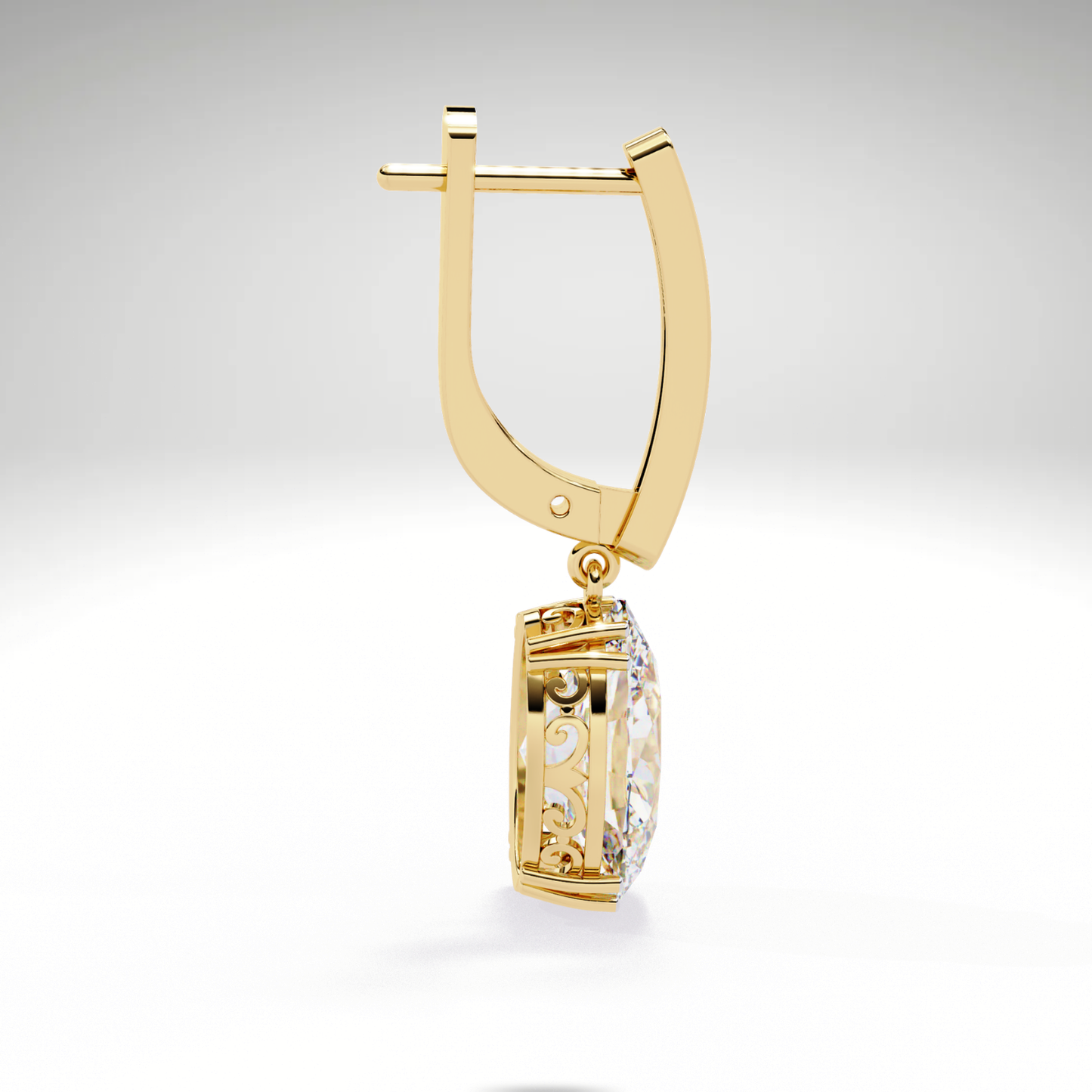 Oval Solitaire Drop Dangle Solid Gold Earrings | Luxury Gift for Women